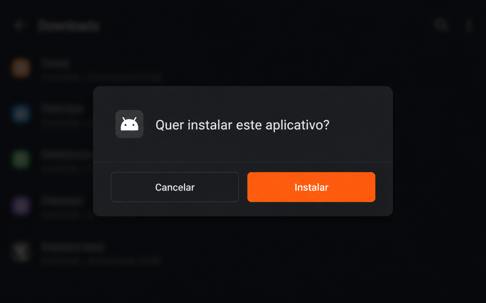 Janela de confirmação de instalação do Android